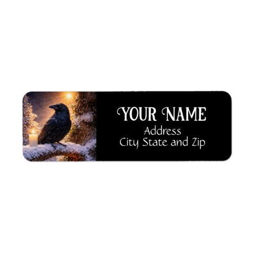 Winter Solstice Yule Raven Return Address Label
