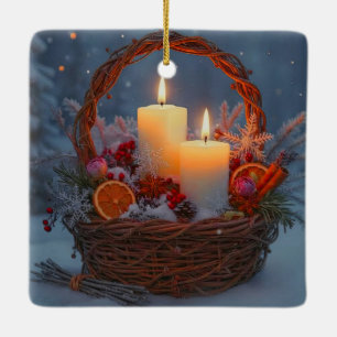 Winter Solstice Yule Spices Candles Ceramic Ornament