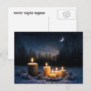 Winter Solstice Yule with Candles in the Snow Holiday Postcard