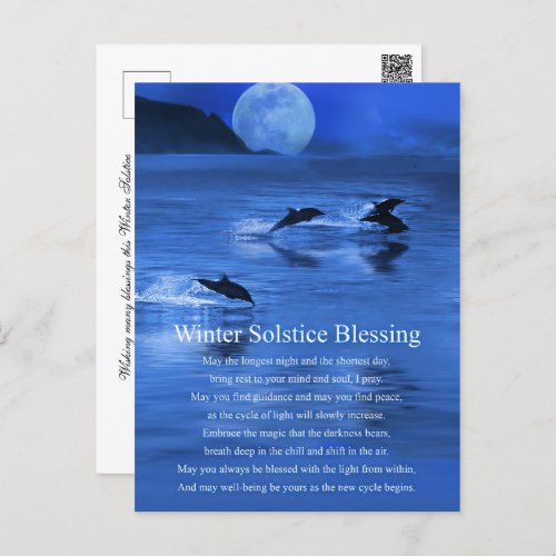 Winter Solstice Yule with Dolphins  Postcard