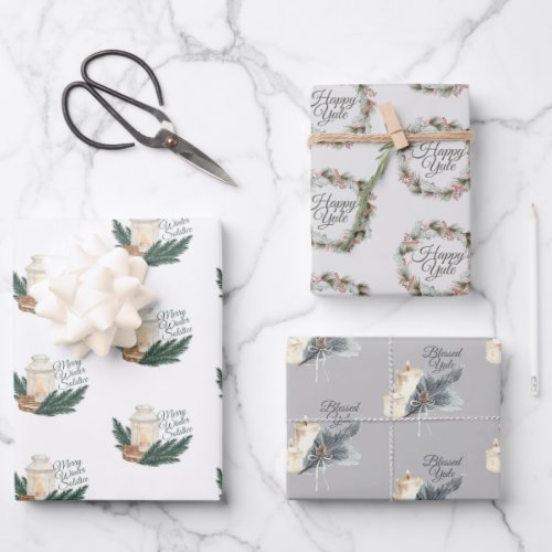 Winter Solstice Yule Wrapping Paper Set of 3