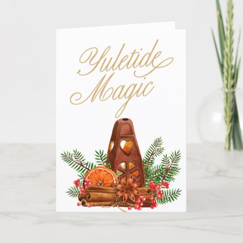 Winter Solstice Yuletide Greetings Christmas  H Holiday Card