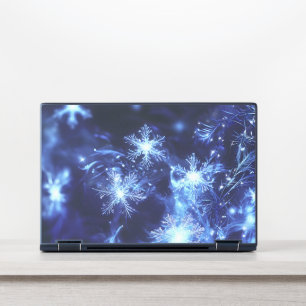 Winter Sparkle Blue Snowflakes HP Laptop Skin