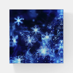 Winter Sparkle Blue Snowflakes Paperweight