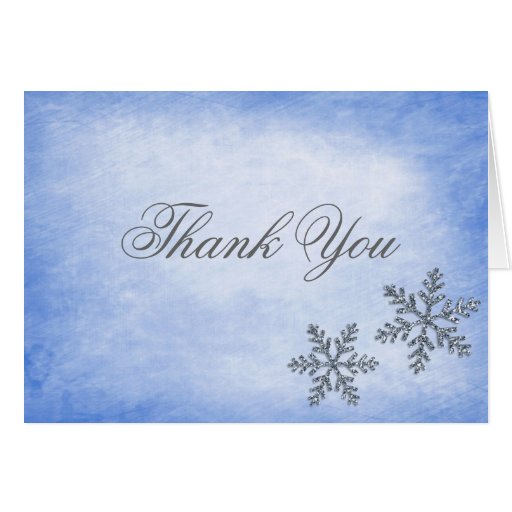 Winter Sparkle Snowflakes Blue Thank You Card | Zazzle