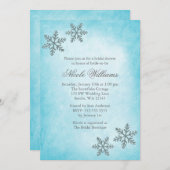 Winter Sparkle Snowflakes Teal Bridal Shower Invitation (Front/Back)