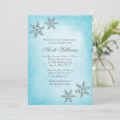 Winter Sparkle Snowflakes Teal Bridal Shower Invitation (Standing Front)