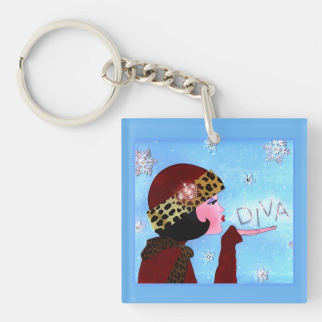 Winter Sparkles Diva Keychain (Front)
