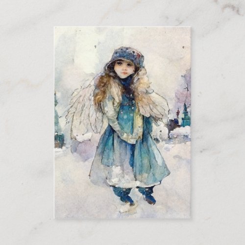 Winter Spirit Watercolor Angel Art Calling Card