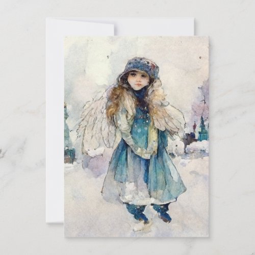 Winter Spirit Watercolor Angel Art Note Card