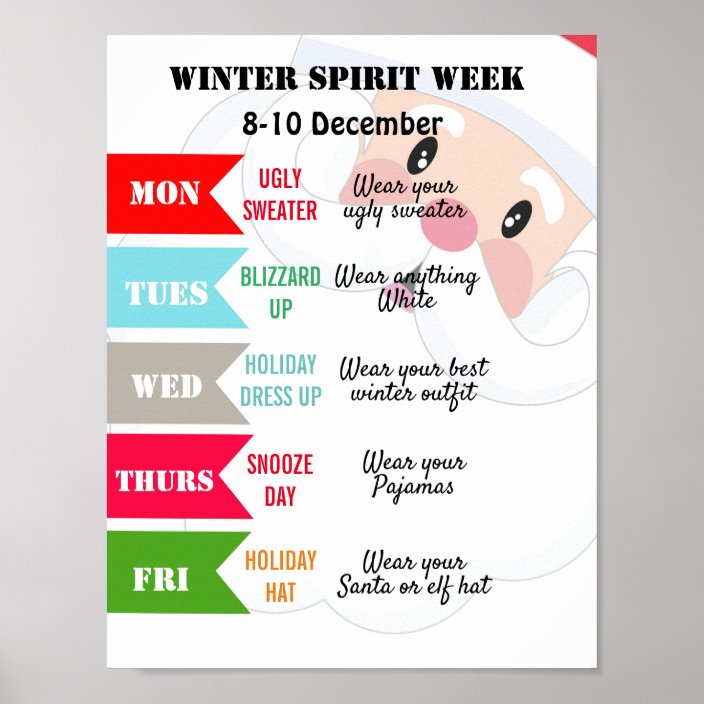 Christmas Spirit Week Flyer Template Spirit Week Template Etsy Gym Fitness Flyer Poster