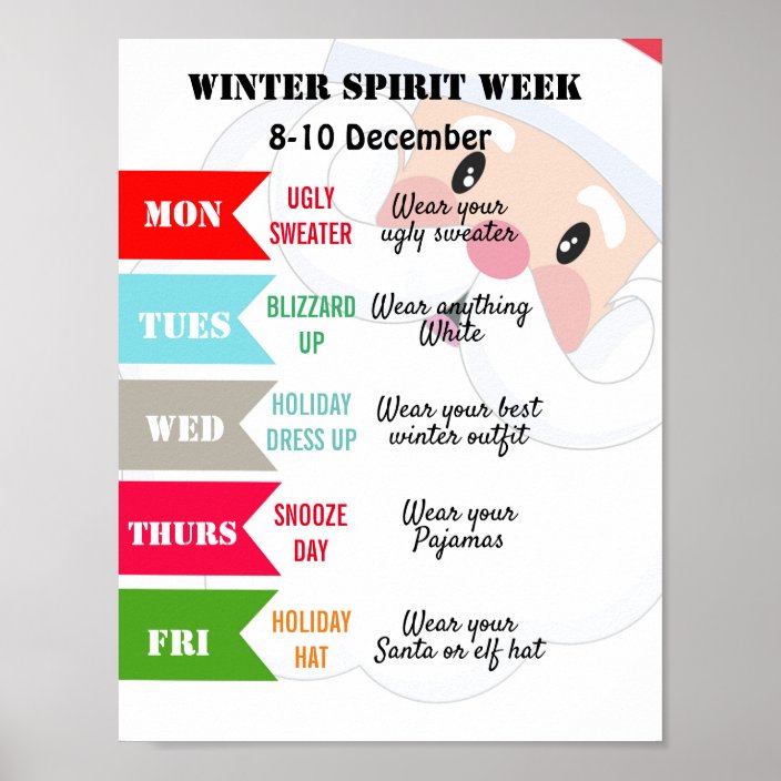 Christmas Spirit Week Flyer Template Spirit Week Template Etsy Gym 
