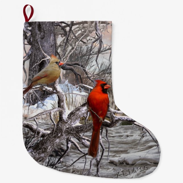Winter Spirits Cardinals Stocking (Front)