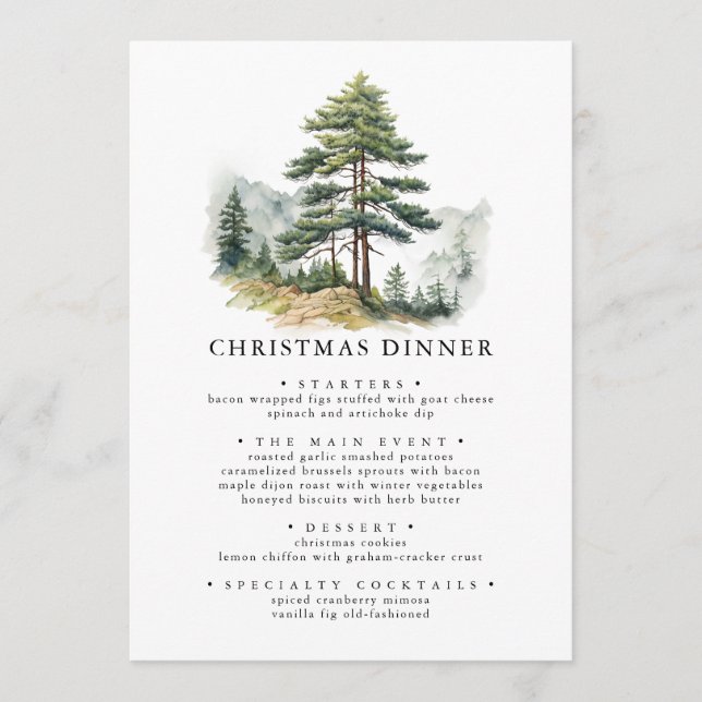 Winter Splendor Christmas Dinner Holiday Party Menu (Front)