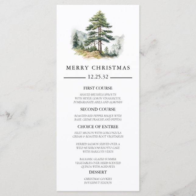 Winter Splendor Christmas Dinner Party Menu (Front)