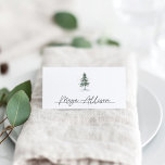 Winter Splendor Christmas Holiday Party Place Card<br><div class="desc">Wintry chic place card design features space for your handwritten guest name,  topped by a single watercolor pine tree illustration in muted hunter green and dotted with golden stars.</div>