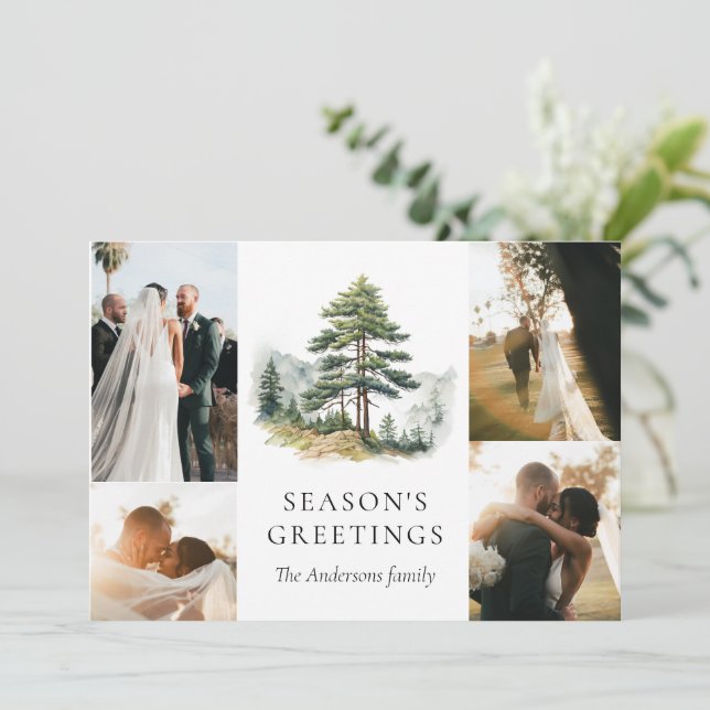 Winter Splendor Christmas Holiday Photo Collage Invitation (Standing Front)