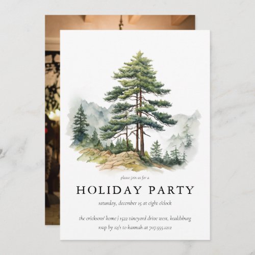 Winter Splendor Christmas Tree Holiday Party Invitation