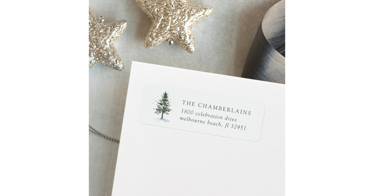 Winter Splendor Christmas Tree Return Address Label Zazzle