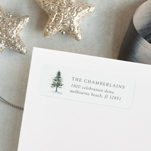 Winter Splendor Christmas Tree Return Address Label