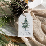 Winter Splendor Merry Christmas Gift Tags<br><div class="desc">Designed to match our Winter Splendor holiday collection,  this festive and elegant tag design features your custom text (shown with "Merry Christmas") topped by a watercolor pine tree in muted hunter green with golden stars.</div>