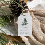 Winter Splendor Personalized Merry Christmas Gift Tags<br><div class="desc">Designed to match our Winter Splendor holiday collection,  this festive and elegant tag design features two lines of custom text (shown with "Merry Christmas" and your name or family signature) topped by a watercolor pine tree in muted hunter green with golden stars.</div>