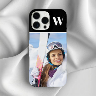 Winter Sport Photo Monogrammed Black iPhone 16 Pro Max Case