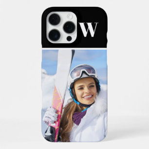Winter Sport Photo Monogrammed Black iPhone 16 Pro Max Case
