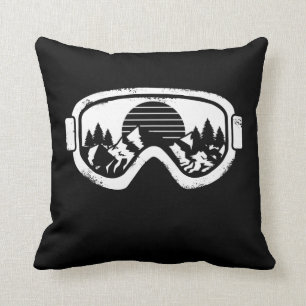 Winter Sport Ski Snowboard Snow Landscape Goggles Throw Pillow