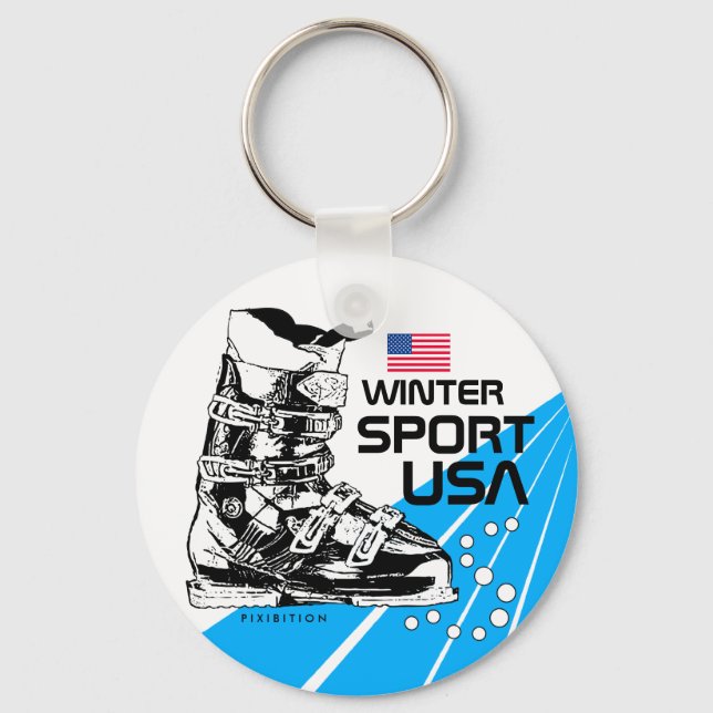 Winter Sport USA Team Ski Boot Keychain (Front)
