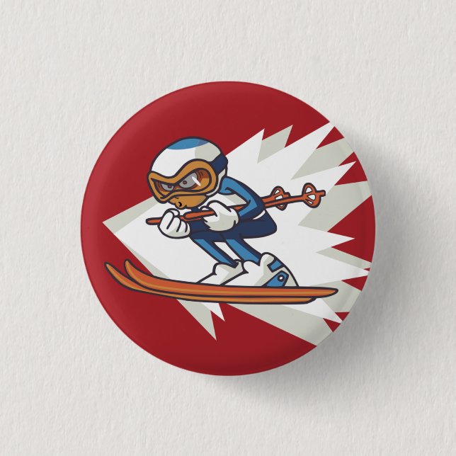 Winter Sports Alpine Skiing Flair Button (Front)