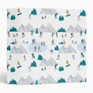 Winter Sports Holiday Fun Pattern 3 Ring Binder