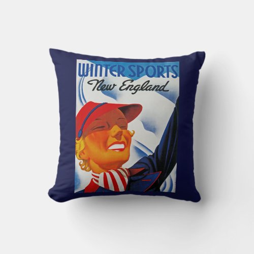 Winter Sports in New England Throw Pillow