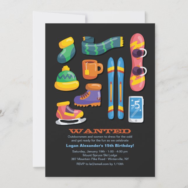 Winter Sports Necessities Invitation (Front)