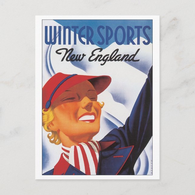 Winter Sports New England Postcard (Front)
