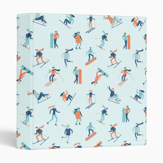 Winter Sports Pattern 3 Ring Binder (Front/Spine)