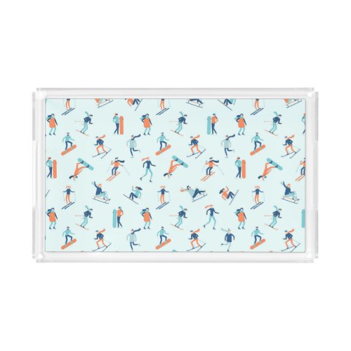 Winter Sports Pattern Acrylic Tray