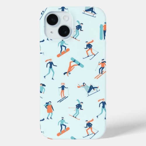 Winter Sports Pattern iPhone 15 Case