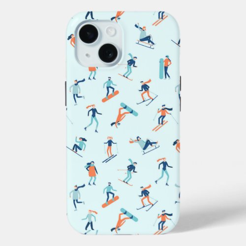 Winter Sports Pattern iPhone 15 Case