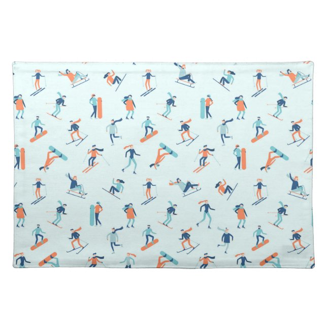Winter Sports Pattern Cloth Placemat (Front)