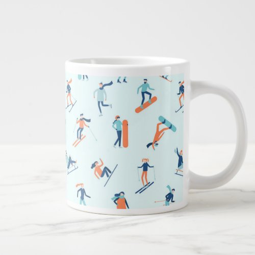 Winter Sports Pattern Giant Coffee Mug