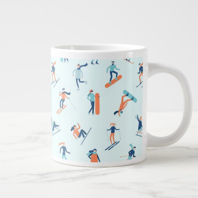Winter Sports Pattern Giant Coffee Mug (Right)