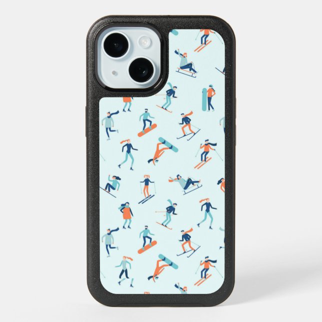 Winter Sports Pattern iPhone 15 Case (Back)