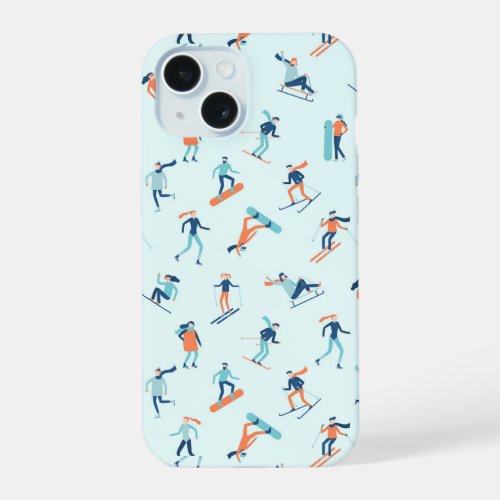 Winter Sports Pattern iPhone 15 Case