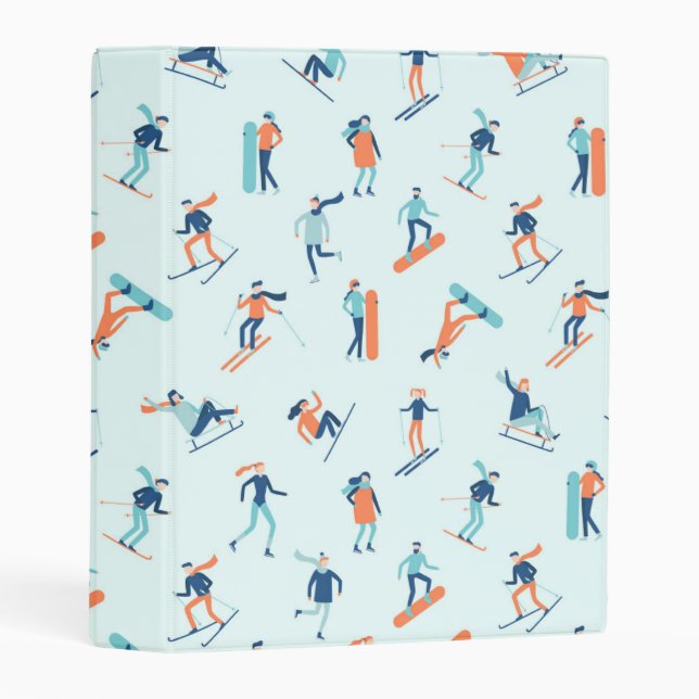 Winter Sports Pattern Mini Binder (Front/Spine)