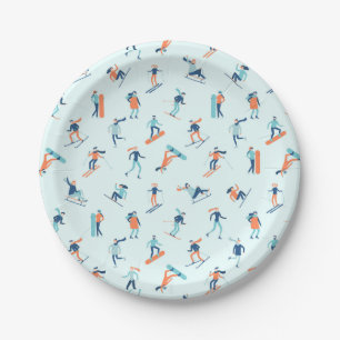 Winter Sports Pattern Paper Plates