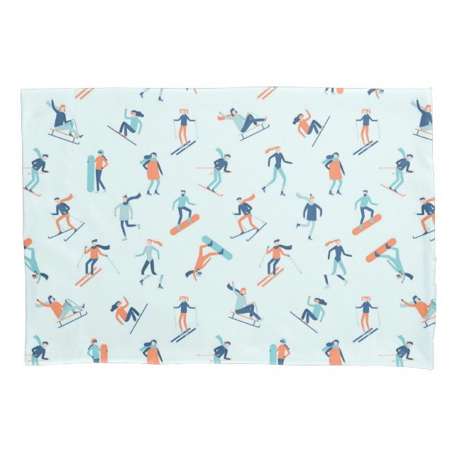 Winter Sports Pattern Pillow Case (Front-Left)