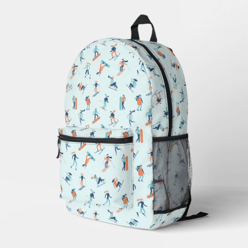 Winter Sports Pattern Printed Backpack