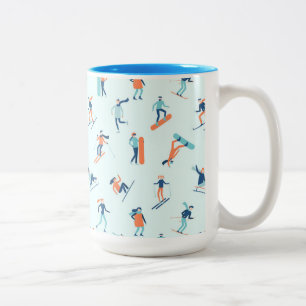 Winter Sports Pattern Two-Tone Coffee Mug