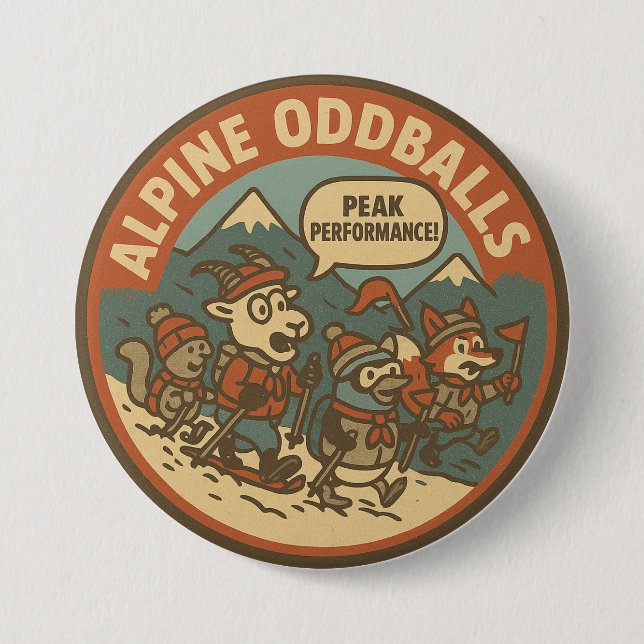 Winter Sports Peak Performance Mountain Adventure Button (Front)